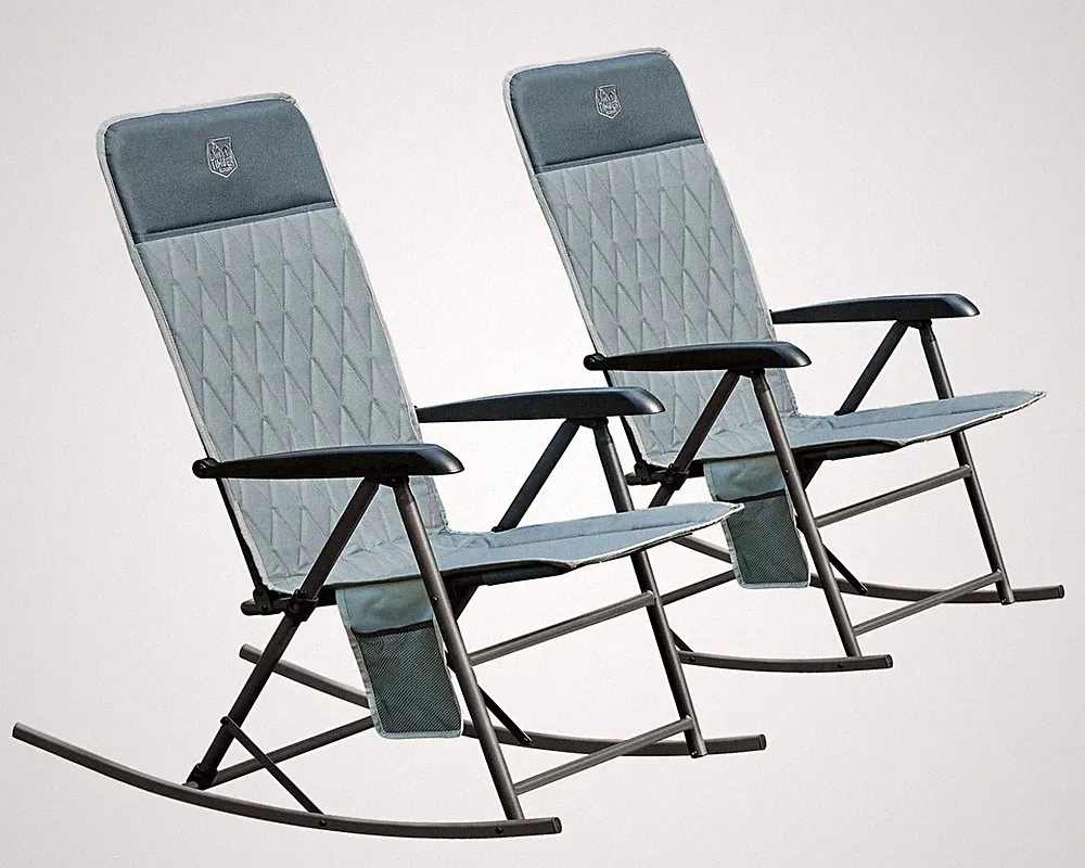 3-Level Adjustable Rocking Camping Chair, Ergonomic Padded High Back, Support...