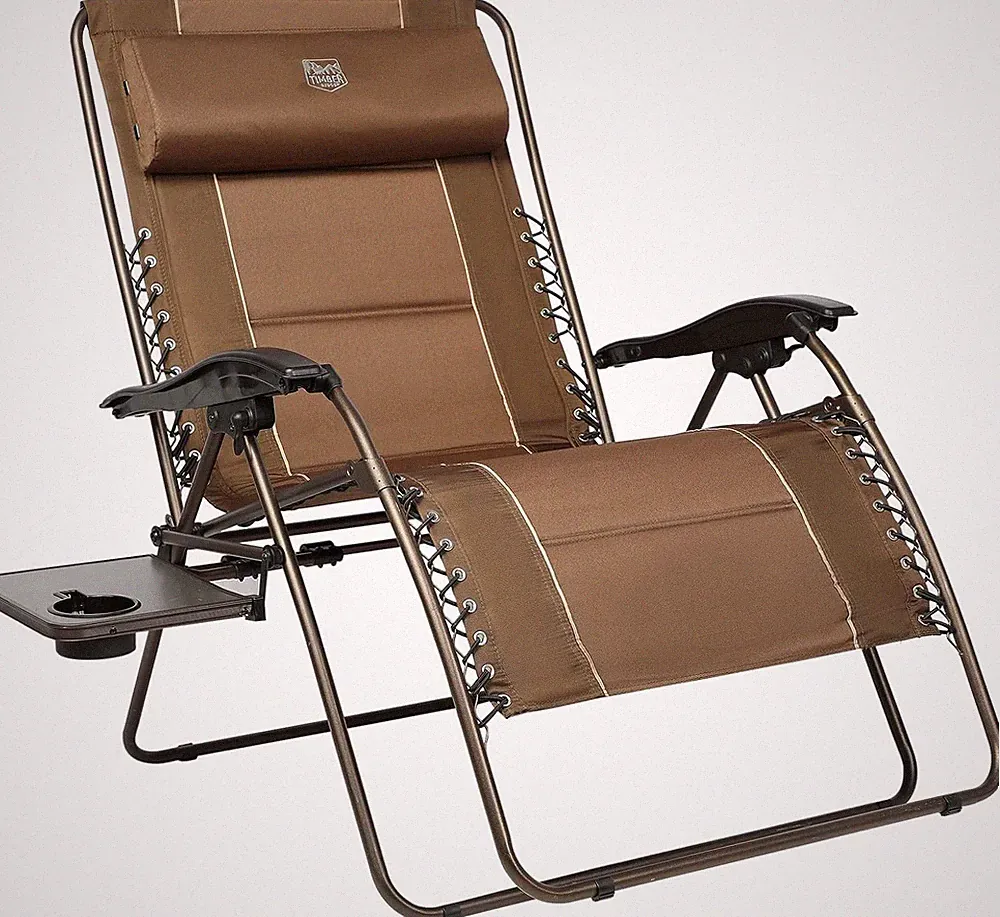 Oversized Zero Gravity Chair 33In Wide Supports 500lbs Brown 1 Pack Heavy Duty