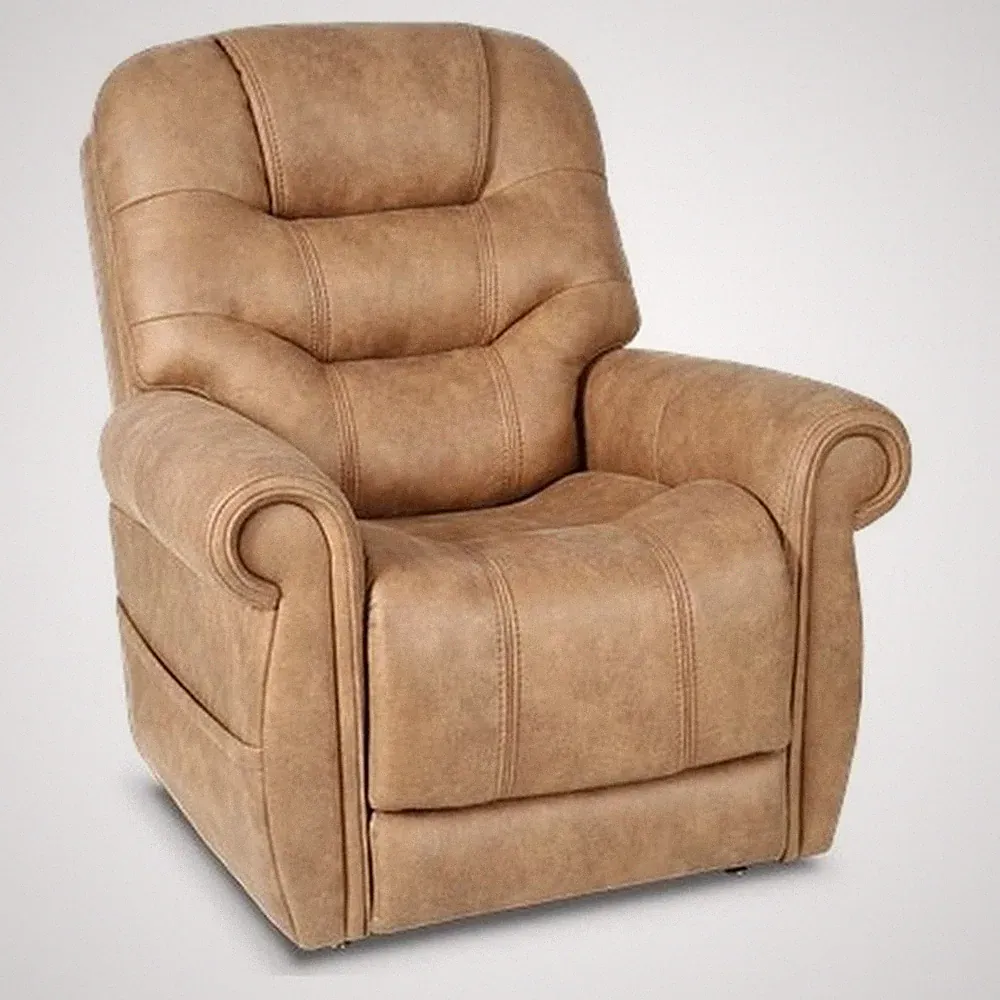 Pemberly Row Fabric Power Lift Recliner with 3 Zone Heat in Canyon Silt