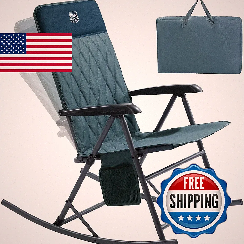 Timber Ridge 3-Level Adjustable Rocking Camping Chair Padded High Back
